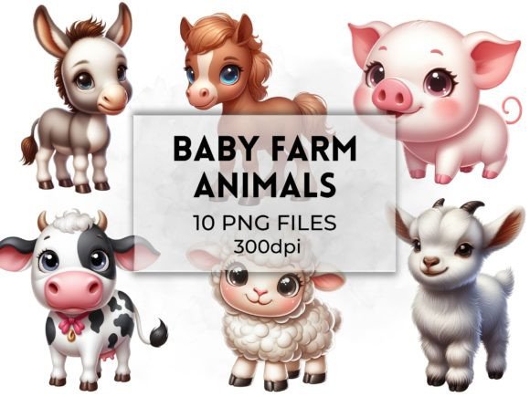 Adorable Baby Farm Animals Illustrations: A Digital Toolkit