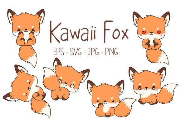 Adorable Kawaii Fox Character Set for Creative Projects
