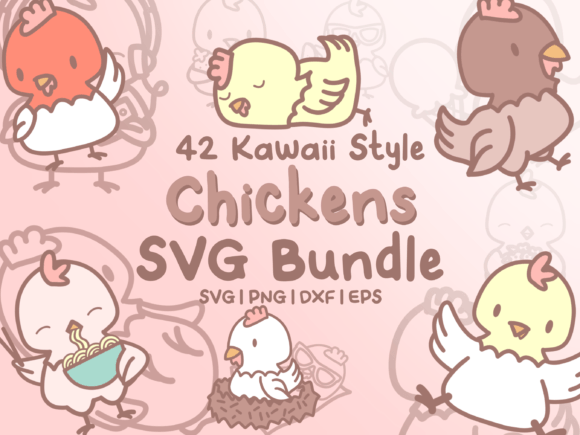Adorable Poultry in Vector Form: Cute Chickens SVG Illustrations
