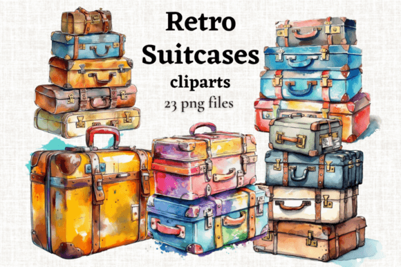 Capturing Nostalgia: The Retro Suitcase Travel Illustrations Pack