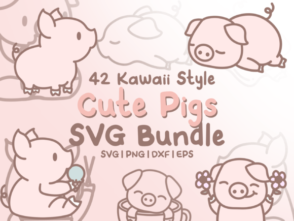 Cute Kawaii Pigs SVG: 42 Adorable Designs for Your Projects