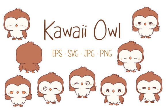 Designing with Kawaii Baby Owl Set Illustrations