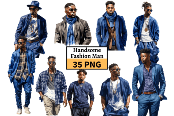Fashion Man Illustrations: The Handsome Man in Blue