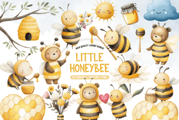 Golden Details: Using Garden Honey Bee Illustrations in Your Designs