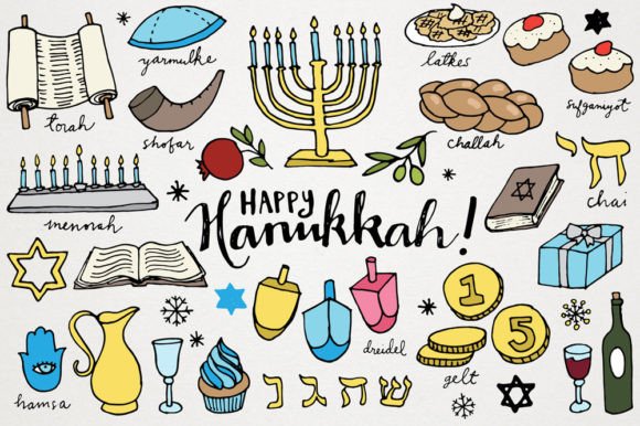 Happy Hanukkah Clipart Illustrations for Festive Designs