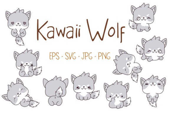 Kawaii Baby Wolf Set Illustrations: A Designer's Guide