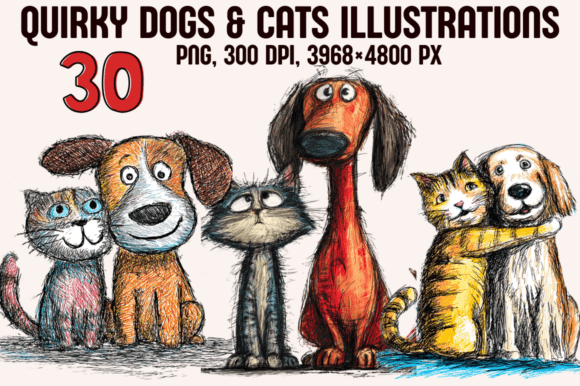 Quirky Dogs & Cats Illustrations: Injecting Whimsy into Your Designs
