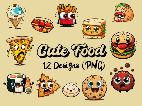 Sweet Faces: Cute Food Illustrations for Charming Design