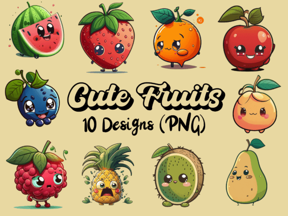 Sweet Faces: Cute Fruits Illustrations for Creative Projects
