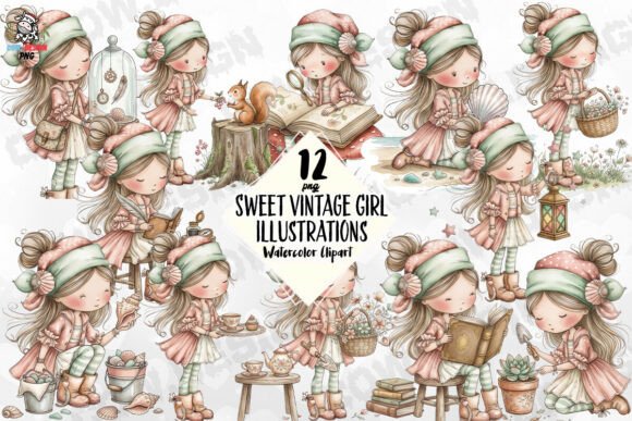 Sweet Vintage Girl Illustrations: Elevate Your Projects
