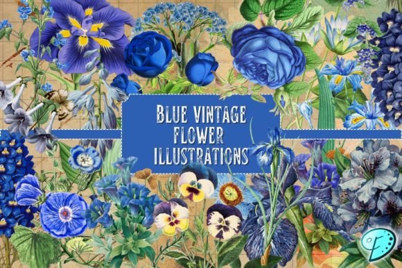 The Enduring Charm of Blue Vintage Flower Illustrations