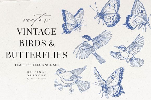 Timeless Nature: Vintage Vector Illustrations Clipart