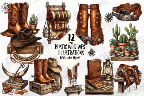Unleashing Western Charm with Rustic Wild West Illustrations PNG